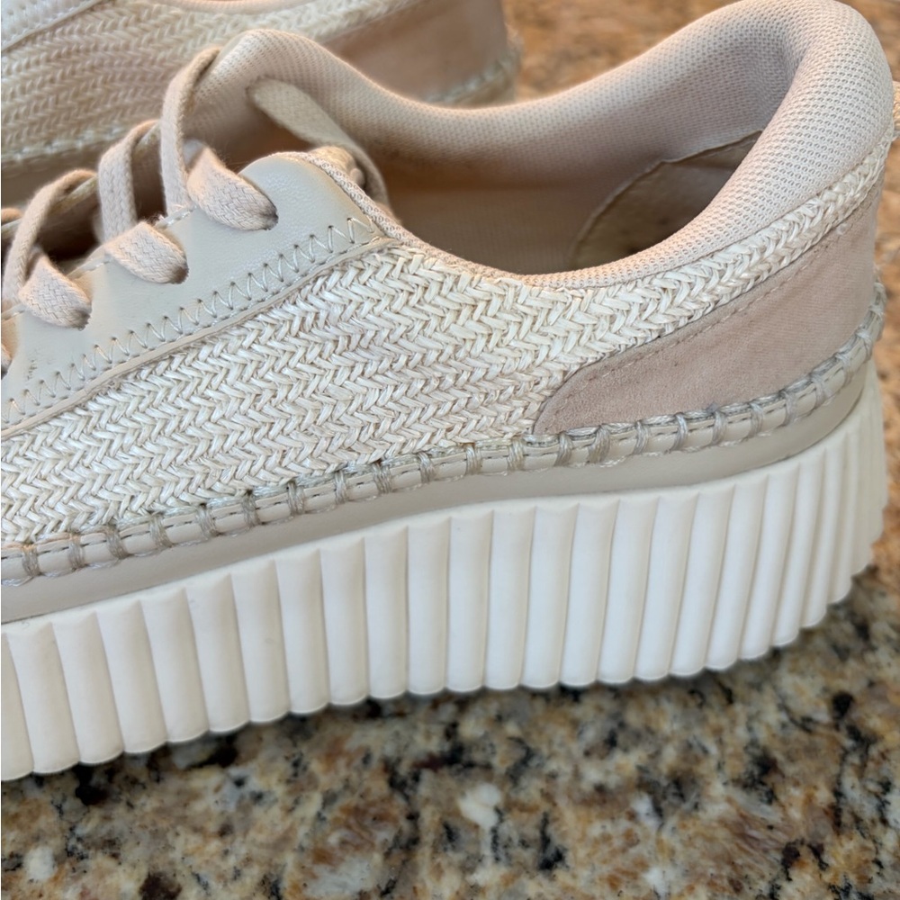 Dolce Vita Neutral Cream Woven Platform Sneakers - Picture 5 of 9